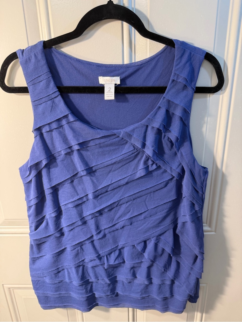 Chico's Layered Ruffle Tank Top in Periwinkle Blue